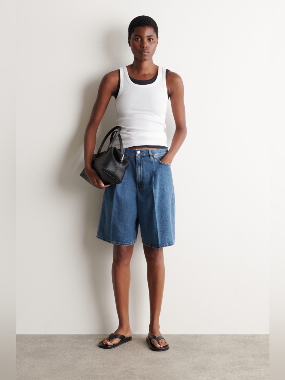 COS Wide Leg Denim Shorts Size 24